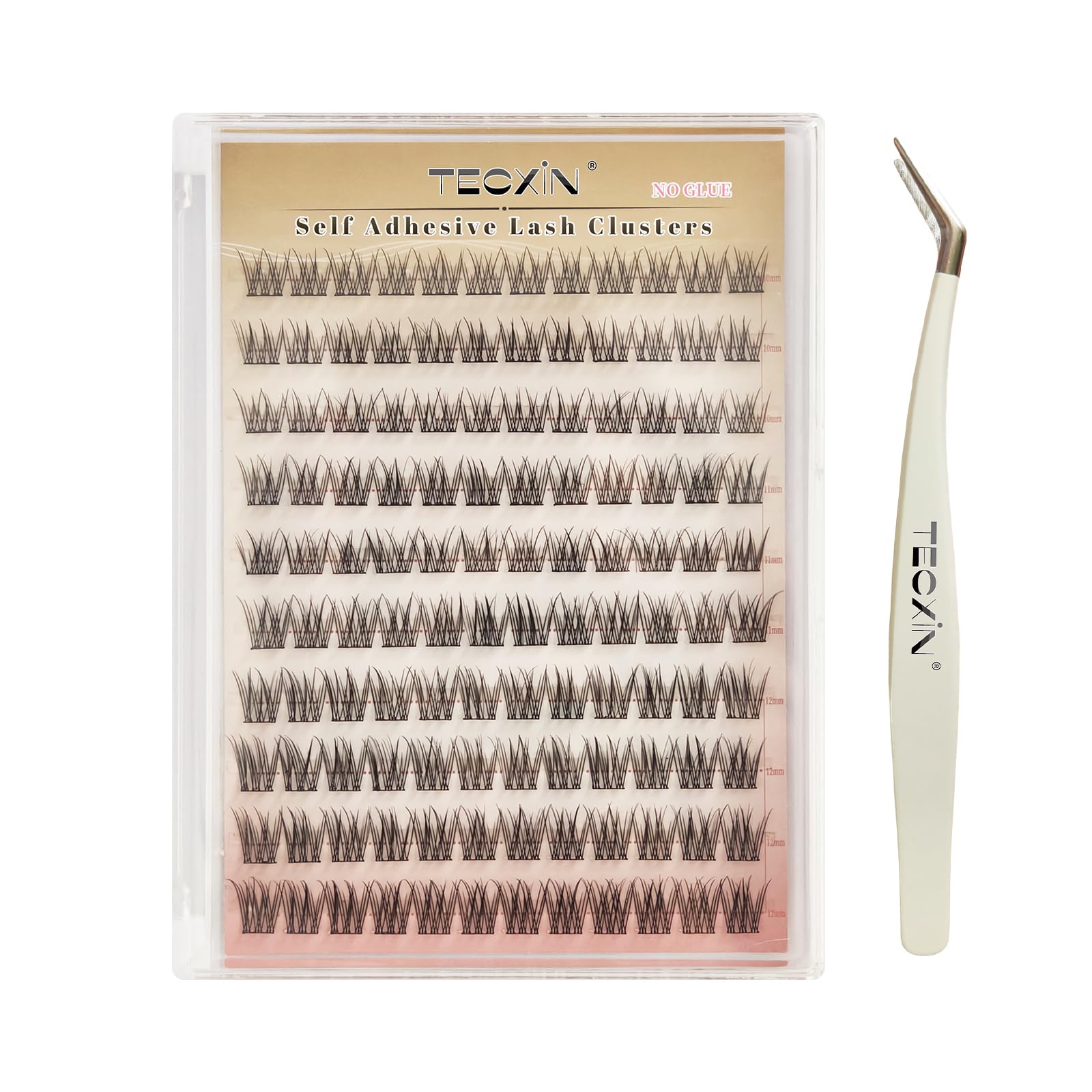 Tecxin Mix Natural Lash Clusters Kit – Korean Self-Adhesive, 10–12mm, 120 Pcs