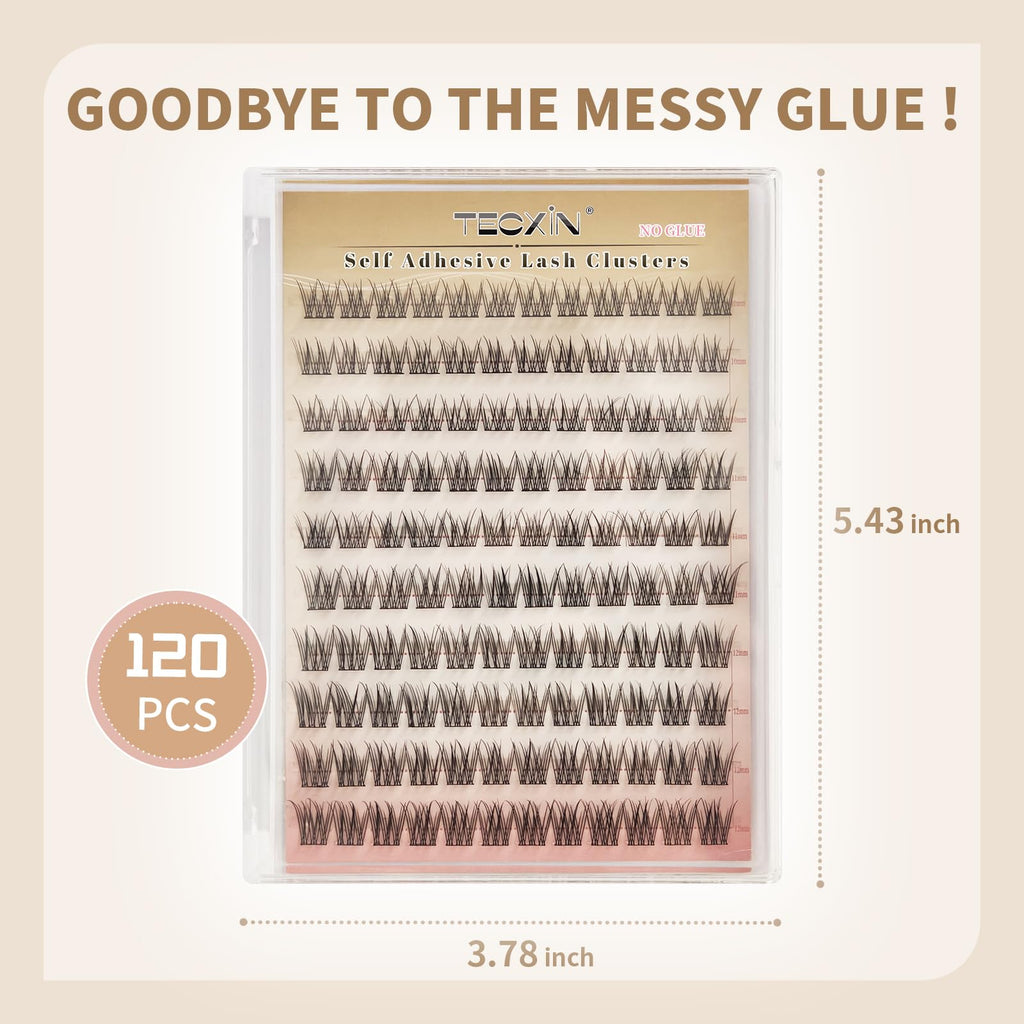 Tecxin Mix Natural Lash Clusters Kit – Korean Self-Adhesive, 10–12mm, 120 Pcs