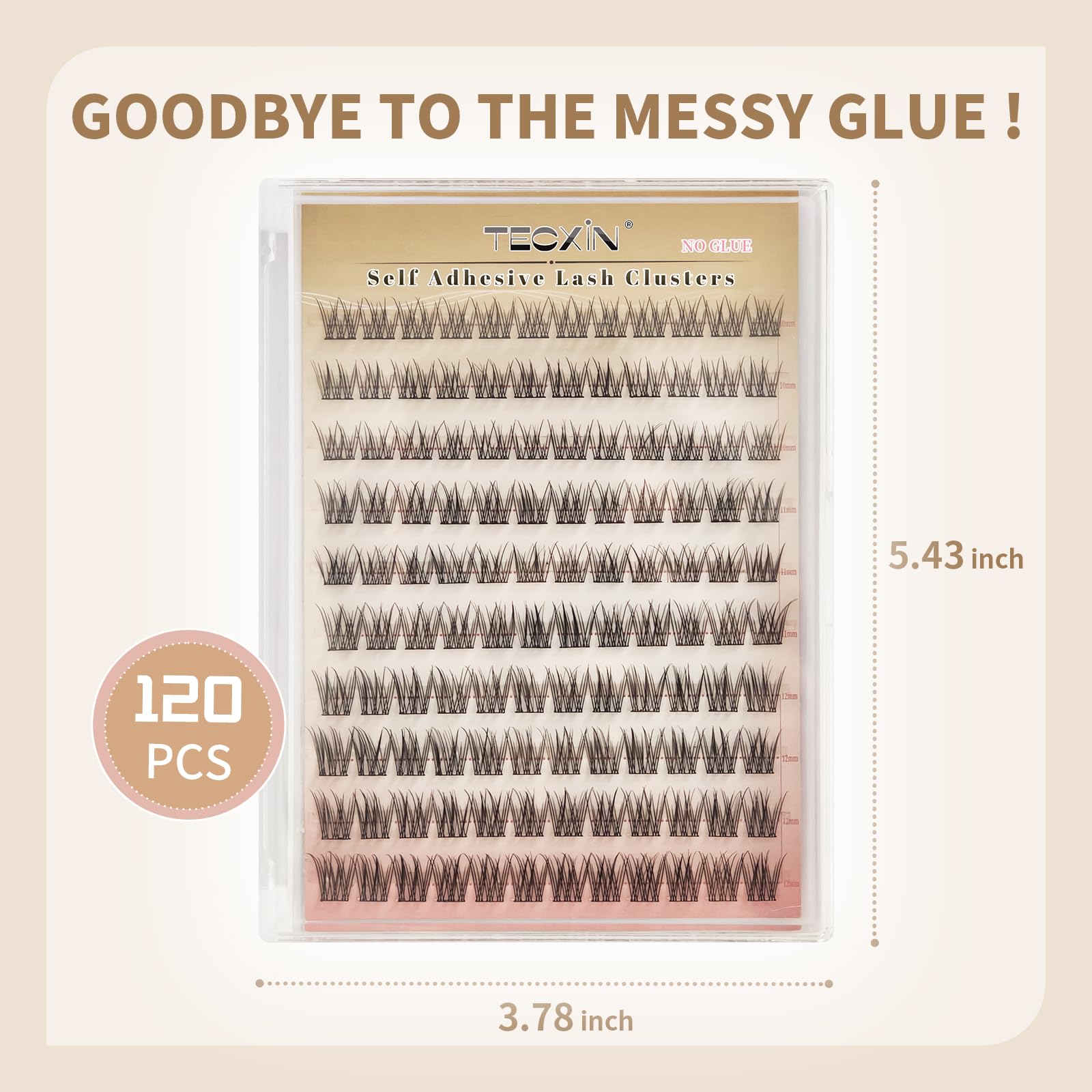 Tecxin Mix Natural Lash Clusters Kit – Korean Self-Adhesive, 10–12mm, 120 Pcs