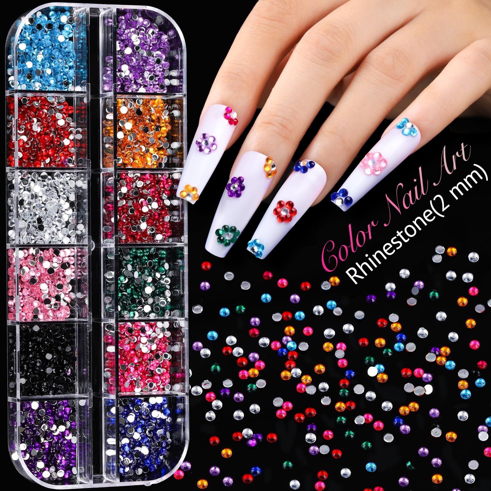 Teenitor Acrylic Nail Kit: Clear Coffin Tips, Charms & Gems for DIY Nail Art