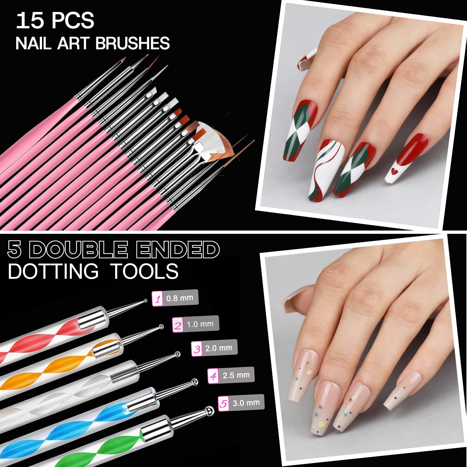Teenitor Acrylic Nail Kit: Clear Coffin Tips, Charms & Gems for DIY Nail Art