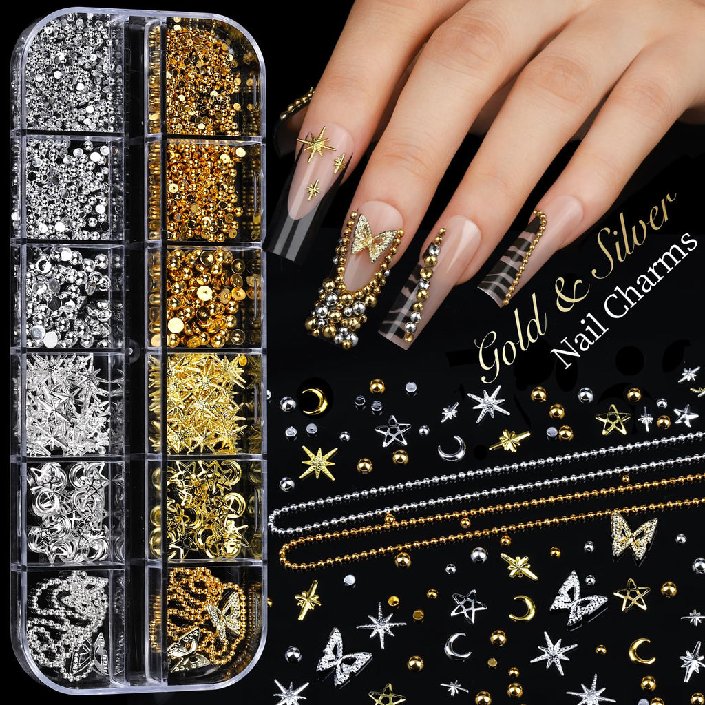 Teenitor Acrylic Nail Kit: Clear Coffin Tips, Charms & Gems for DIY Nail Art