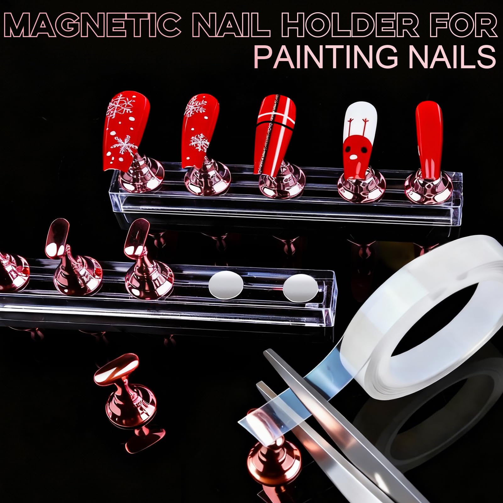 Teenitor Acrylic Nail Kit: Clear Coffin Tips, Charms & Gems for DIY Nail Art