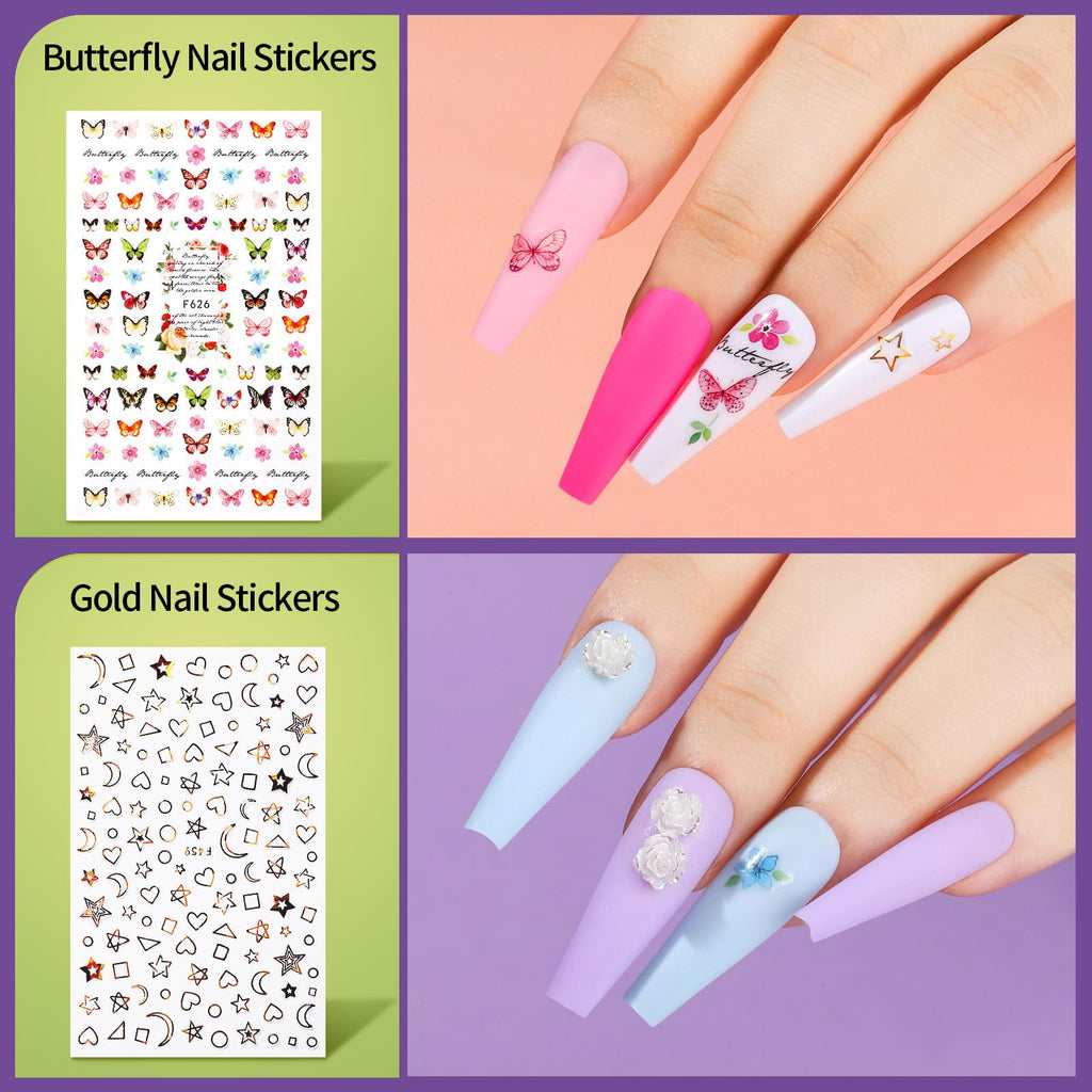 Teenitor Long Fake Nails Kit - 576pc Matte, Glossy & Glitter