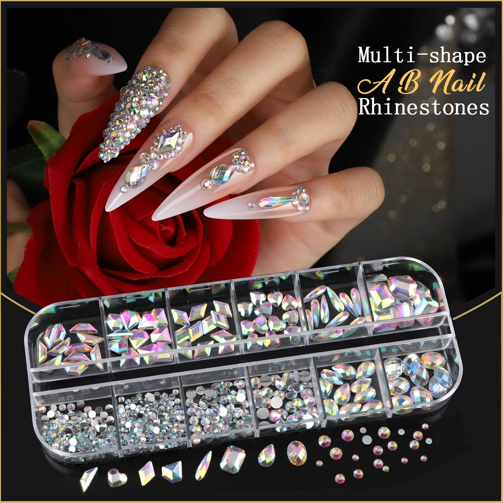 Teenitor Nail Charms & Gems Kit – 8 Boxes of Rhinestones and 3D Nail Art for Women