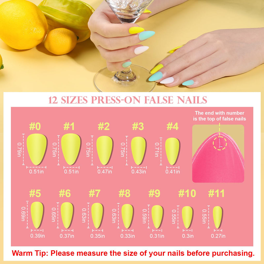 Teenitor 24 Packs Almond Press On Nails – 576 Pcs, Medium Almond Shape, Reusable with Glue