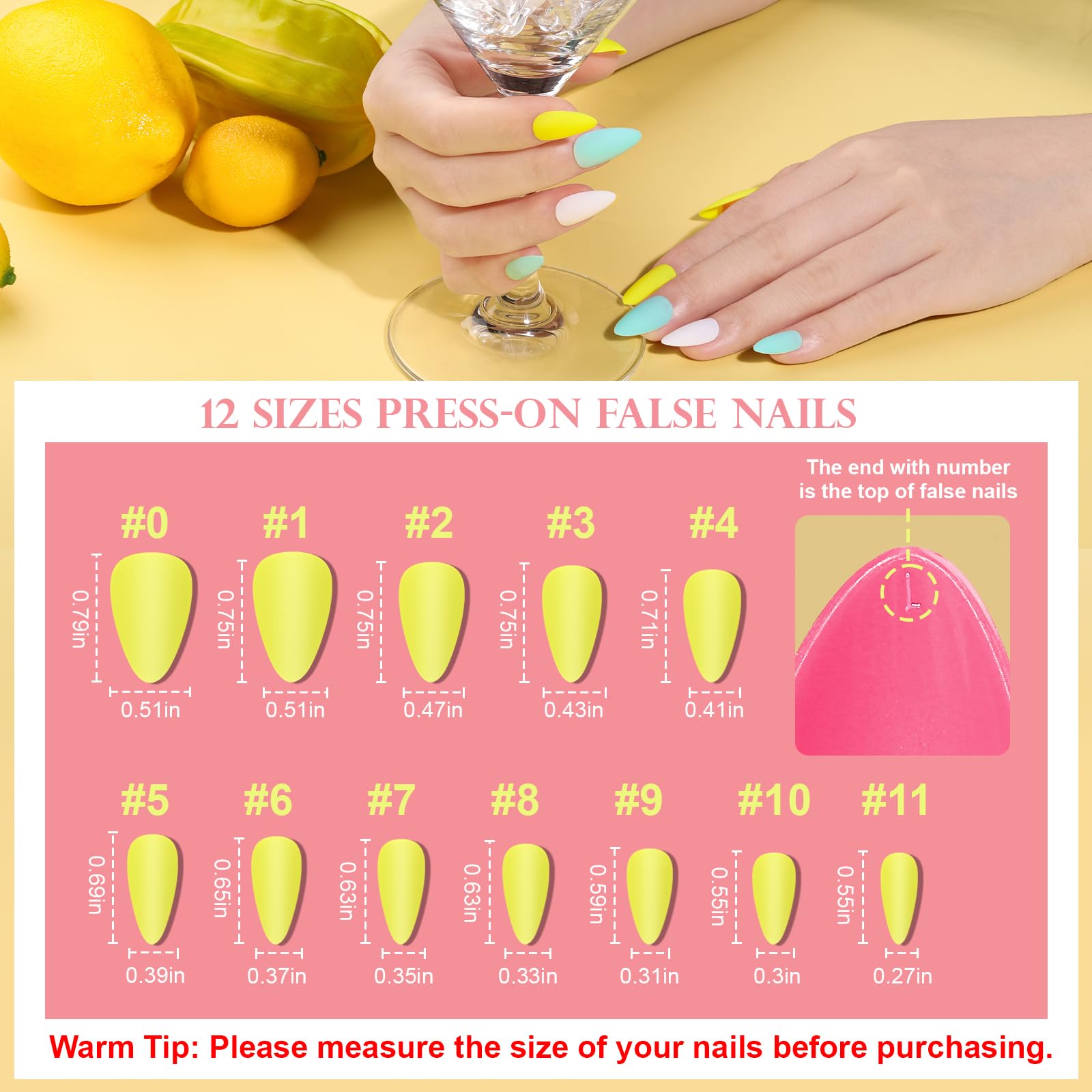 Teenitor 24 Packs Almond Press On Nails – 576 Pcs, Medium Almond Shape, Reusable with Glue