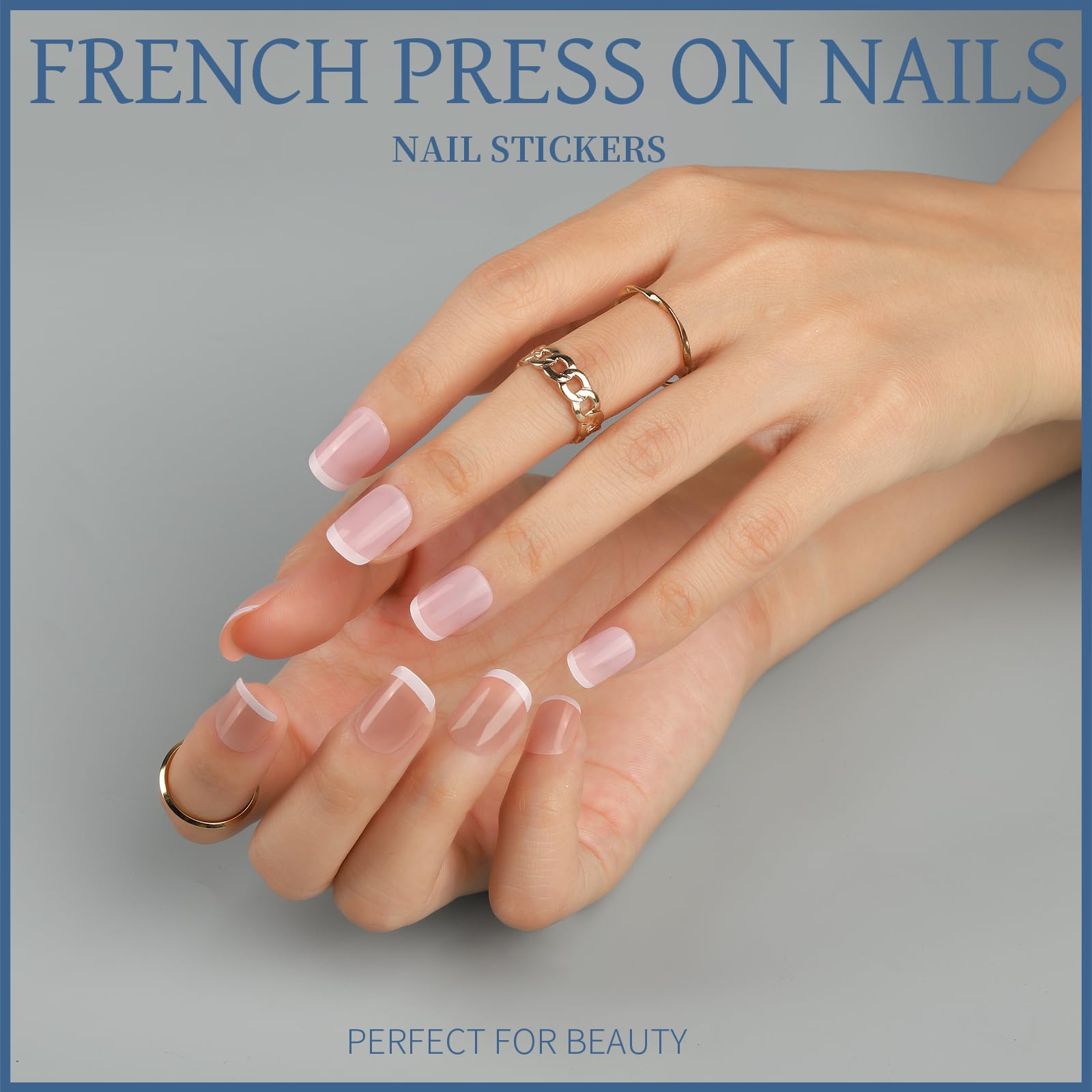Teenitor 24Pack Short Square Press On Nails Kit – Matte, Glitter, French Tip & Glossy, with Glue & Tools