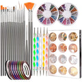 Teenitor Nail Pen Designer Kit – 15 Brushes, Dotting Pens, Foil & Rhinestones (Black)