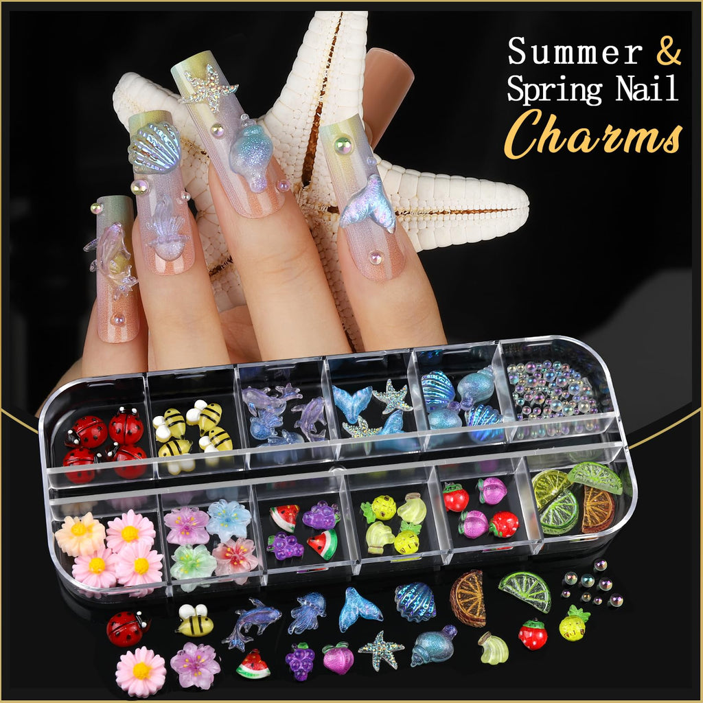 Teenitor Nail Charms & Gems Kit – 8 Boxes of Rhinestones and 3D Nail Art for Women