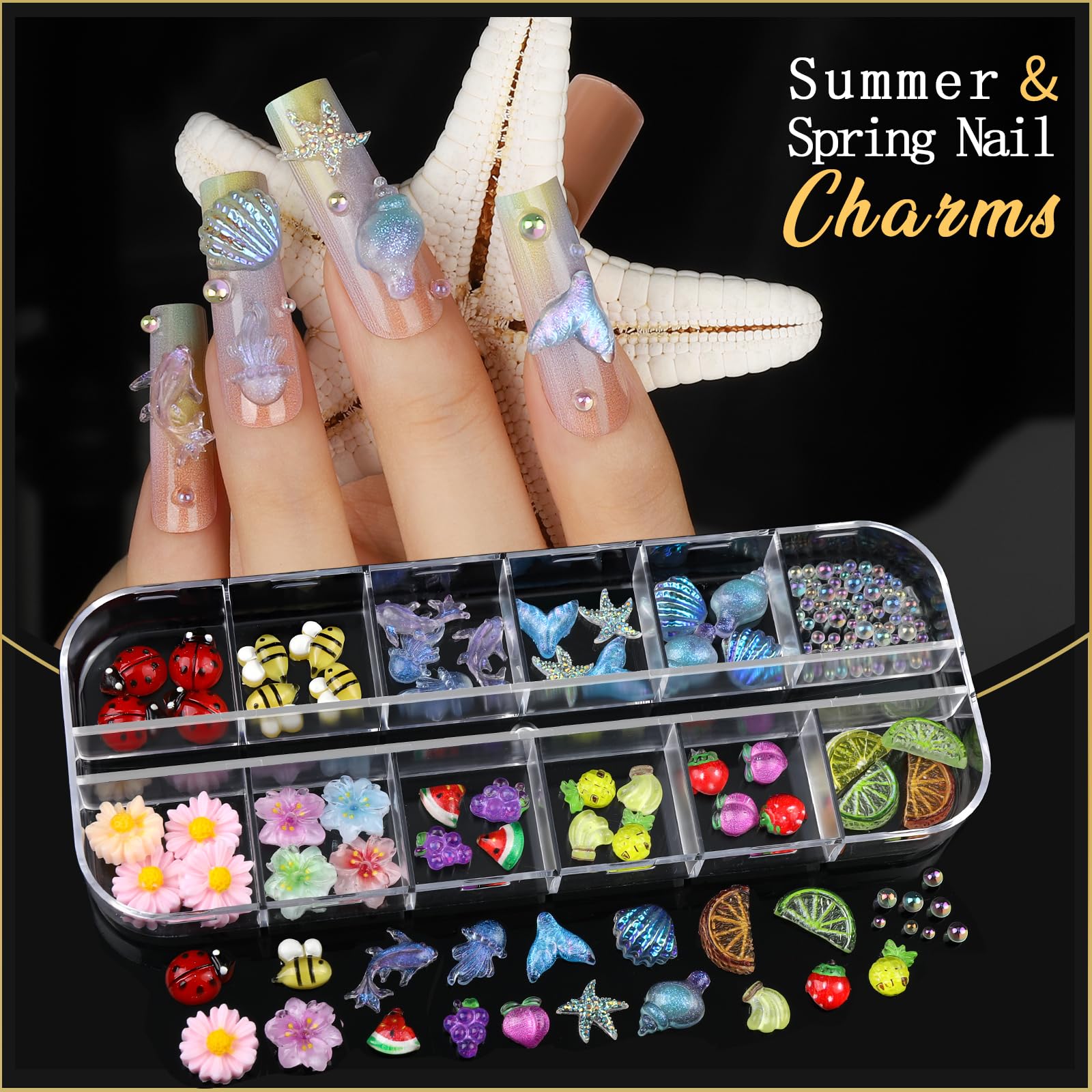 Teenitor Nail Charms & Gems Kit – 8 Boxes of Rhinestones and 3D Nail Art for Women