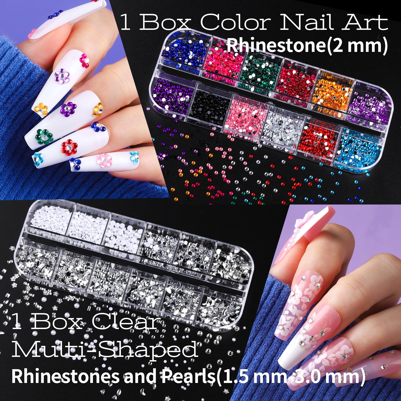 Teenitor Nail Charms & Nail Art Tools Set | 5 Charm Boxes, 15 Brushes, 2 Magnetic Nail Stands