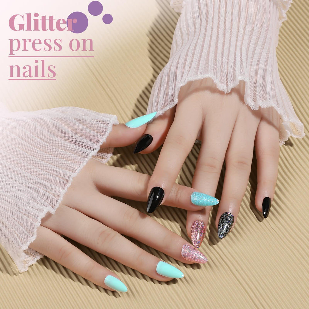 Teenitor Almond Press On Nails – 24 Pack, 576 Pcs | Short Matte & Glossy Almond Nails