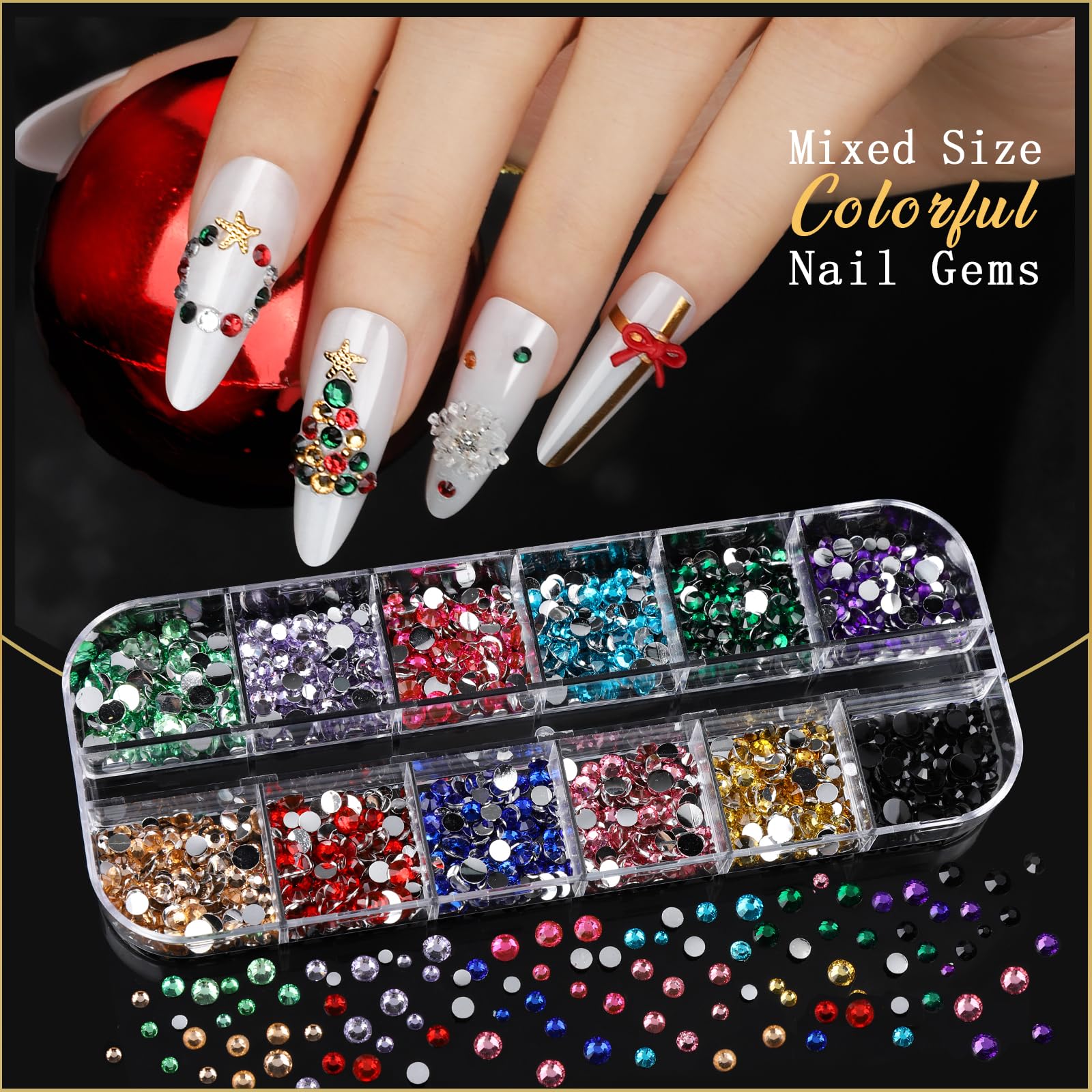 Teenitor Nail Charms & Gems Kit – 8 Boxes of Rhinestones and 3D Nail Art for Women