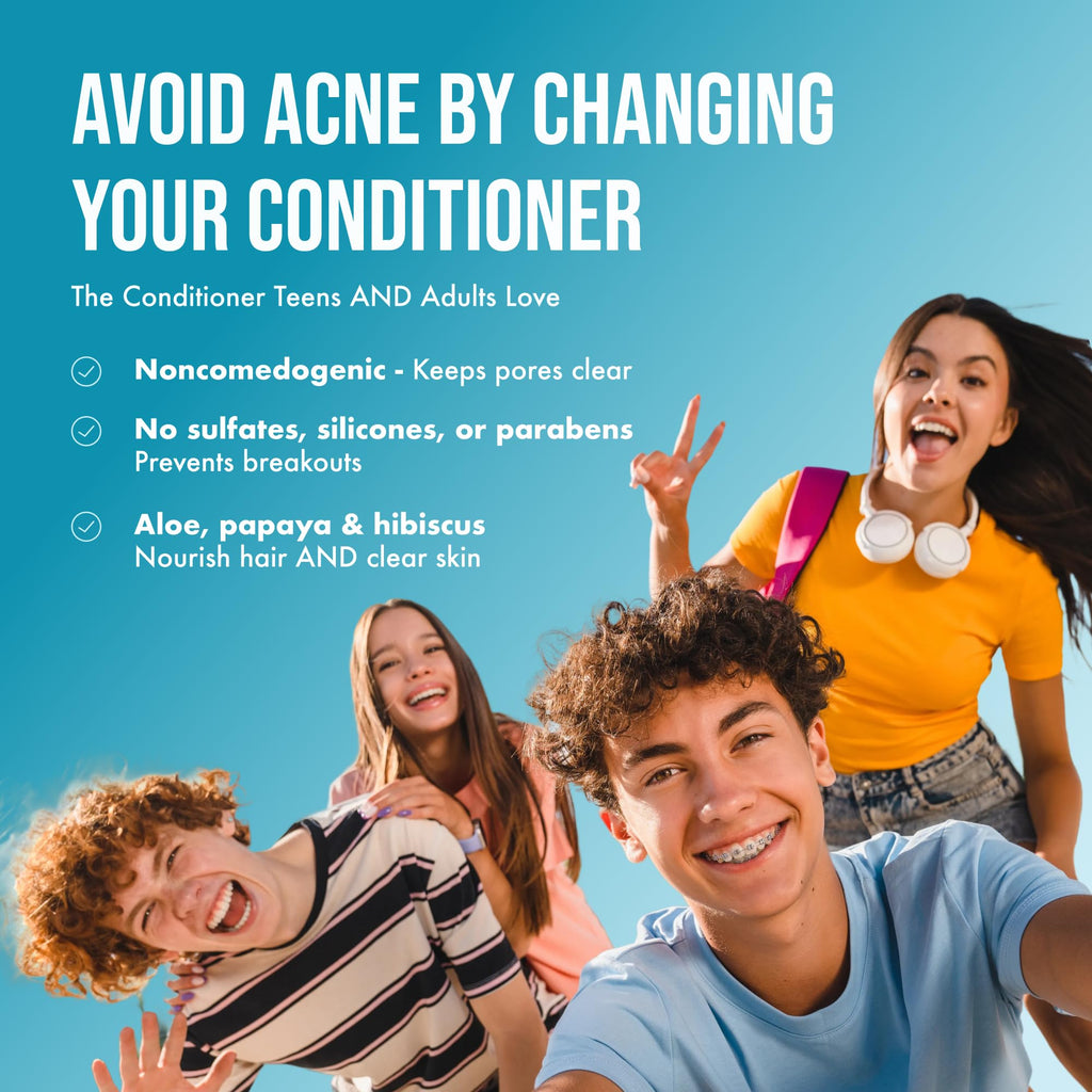 Teenology Teen Conditioner – Non-Comedogenic for Dry & Oily Scalp | Sulfate & Paraben Free | 16 oz | Blueberry Pomegranate Cucumber