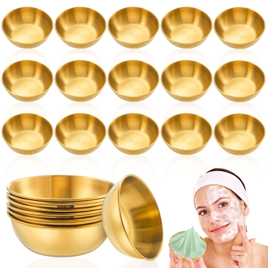 Teenyyou 18-Pcs DIY Face Mask Mixing Bowl Set | Gold Stainless Steel