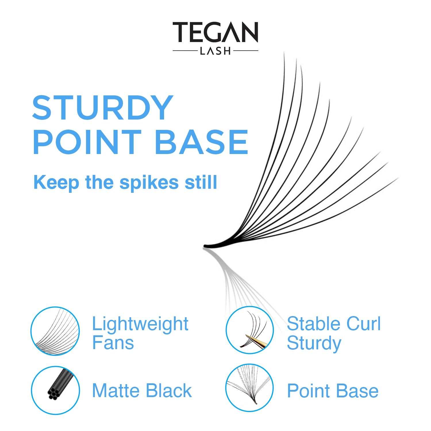 TEGAN LASH 500 Promade Fans Volume Eyelash Extensions – Handmade 3D-16D, Mixed 9-15mm, C/CC/D Curl, 0.03-0.07