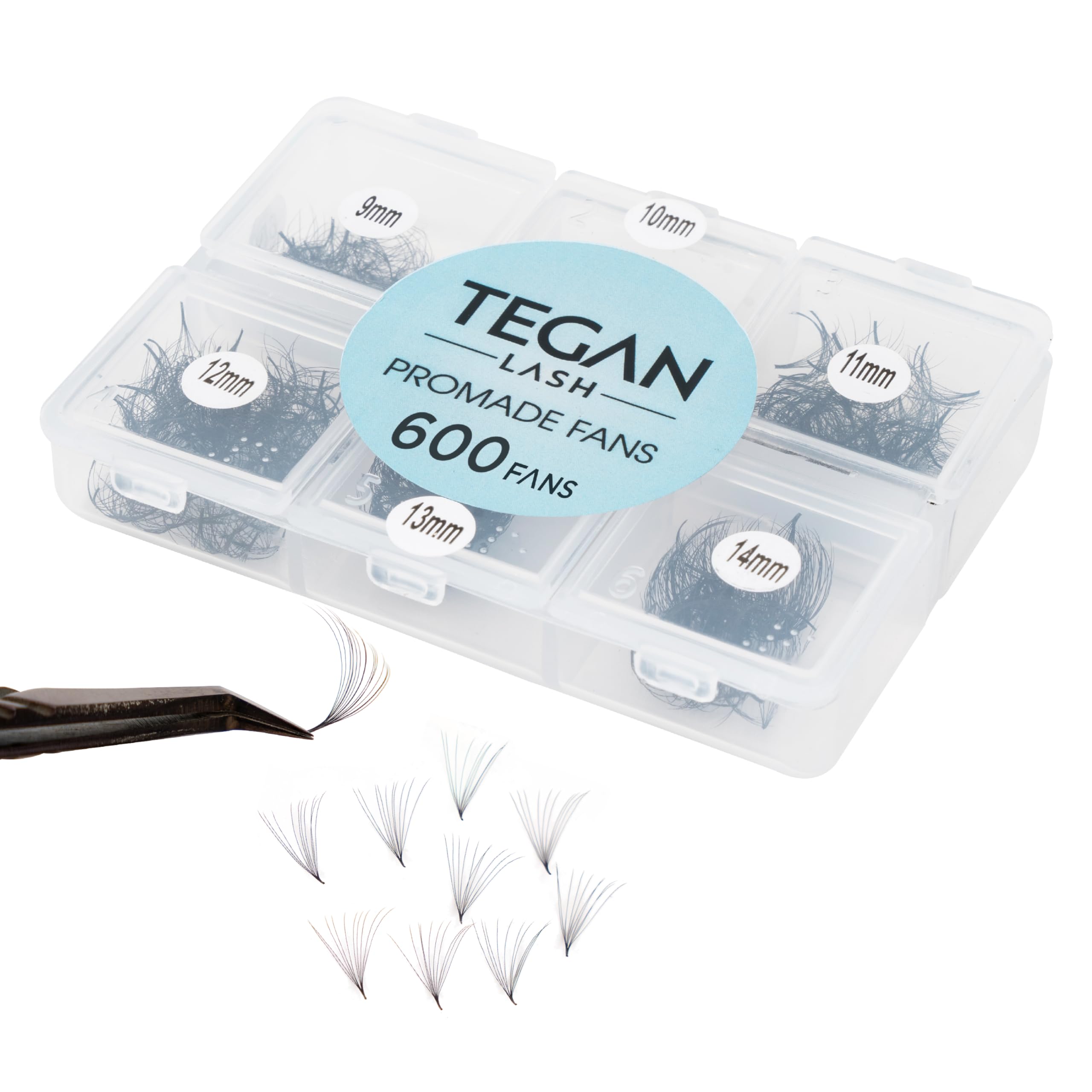 TEGAN LASH Promade Fan Mix Eyelashes — 3D–16D | 9–15mm, 0.03/0.05/0.07, Premade False Eyelashes