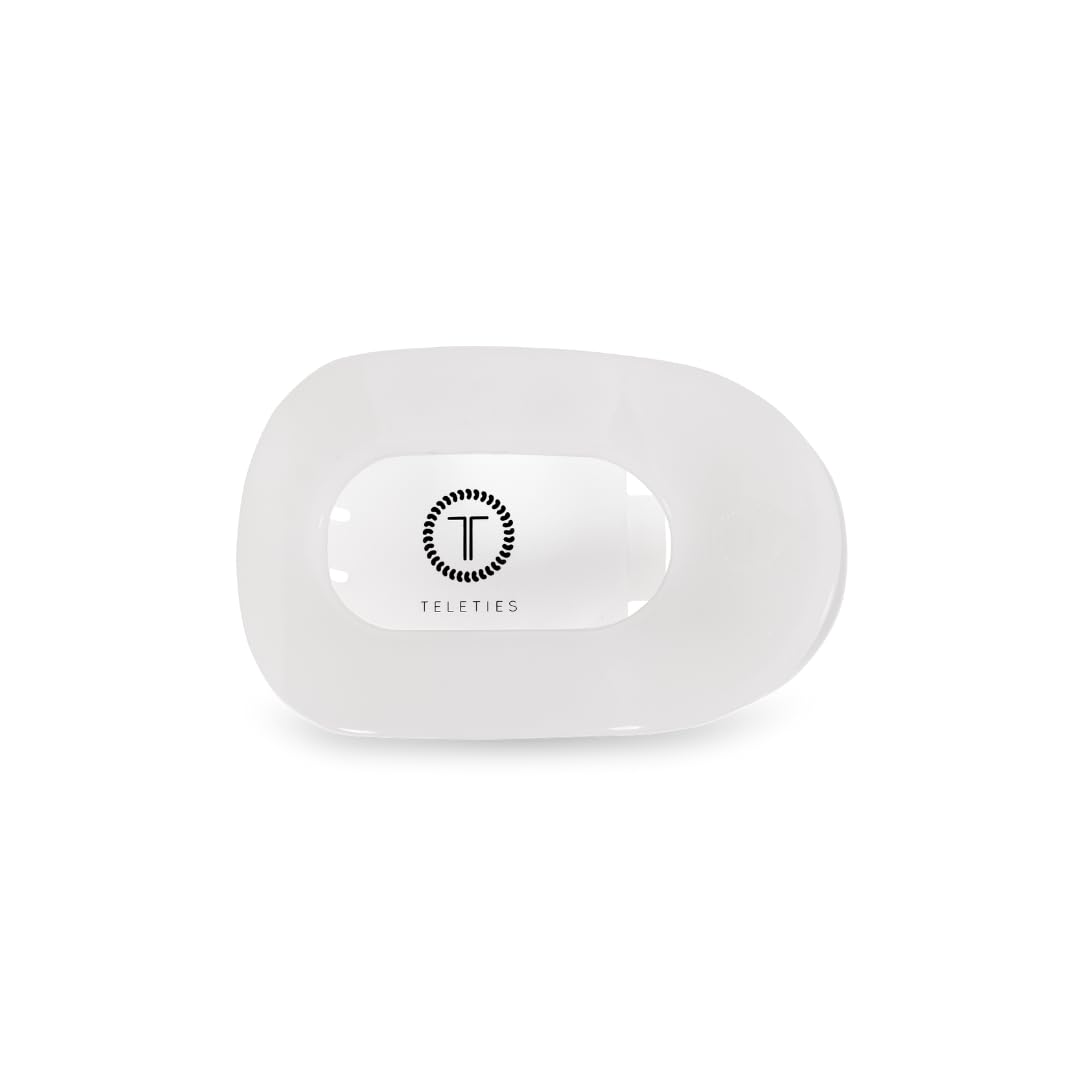 TELETIES Large Flat Round Hair Clip - Strong Grip, Bendable Teeth, Coconut White