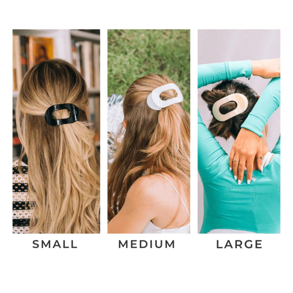TELETIES Large Flat Round Hair Clip - Strong Grip, Bendable Teeth, Coconut White