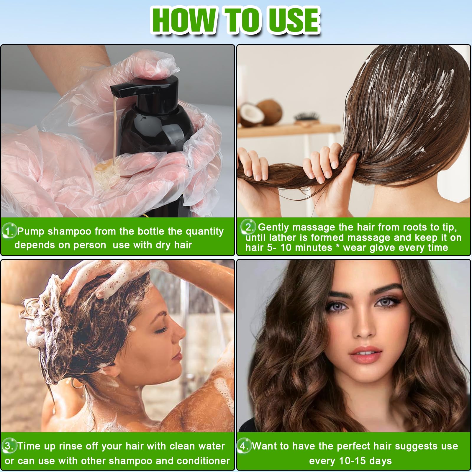 Temgofeau Hair Dye Shampoo for Gray Hair – 3-in-1 Herbal Color, 500ml (Dark Brown)