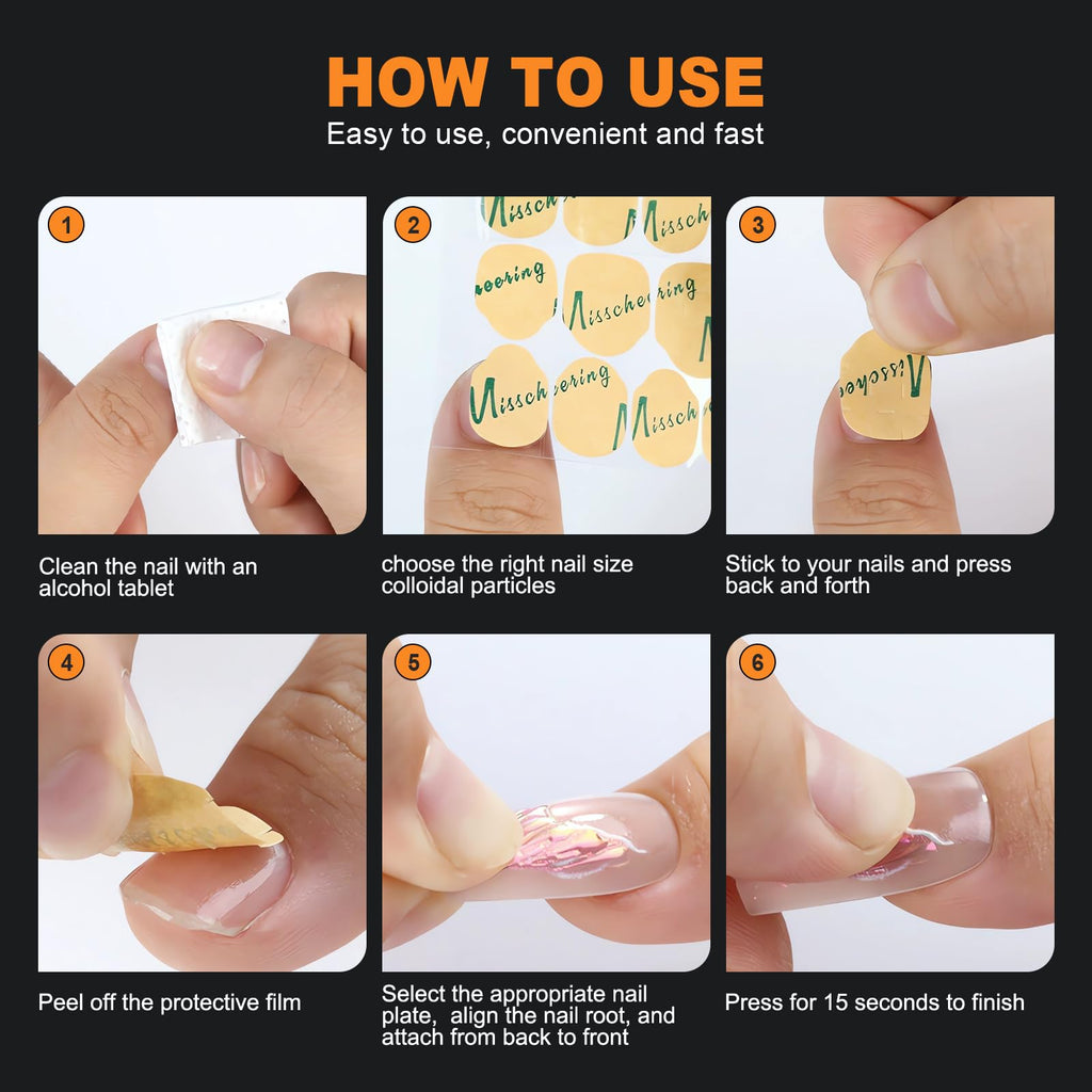 TENOC Press-On Nails Sticky Tabs — 720 Pieces, 30 Sheets, Waterproof Gel Glue