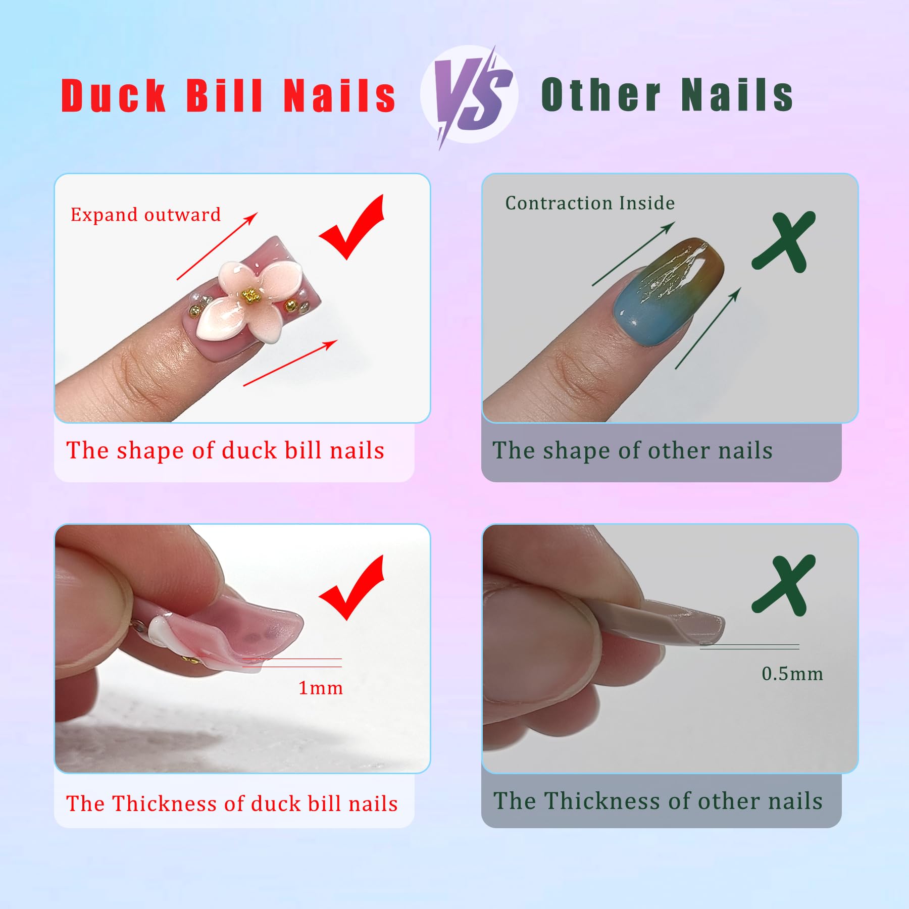 TENPAL Short Coffin Duckbill Press On Nails – White French Tip with Rhinestones & 3D Bow (10pcs)