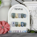 TENPAL Jade Cat Eye Glossy Press-On Nails Kit - Short Oval, Light Green Acrylic with Tools (XS)
