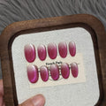 TENPAL Press On Nails 10 Pcs with Tools Kit (XS) – Peach Tea Rose Gradient Cat Eye, Short Oval