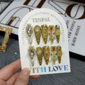 TENPAL 10Pcs Handmade Royal Press On Nails – Gold Stiletto with Pearl & Celestial Charms + Tools