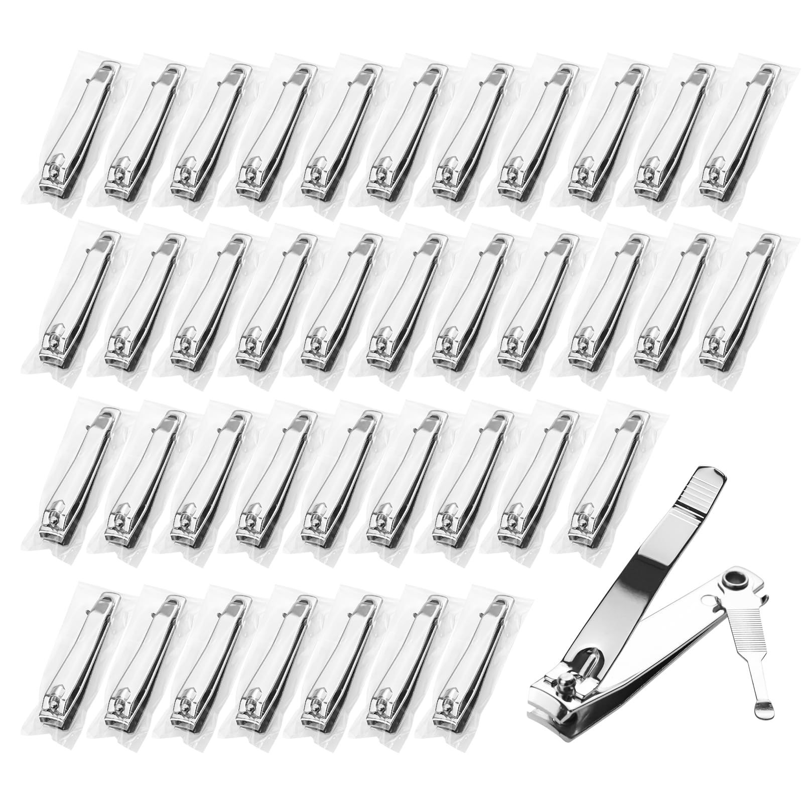 Terdey Stainless Steel Nail Clippers Bulk Pack – Individually Wrapped Fingernail & Toenail Cutters (Set of 100)