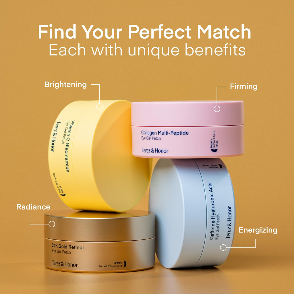 TEREZ & HONOR 24K Gold Retinol Eye Patches – 60-Patch Korean Hydrogel Set