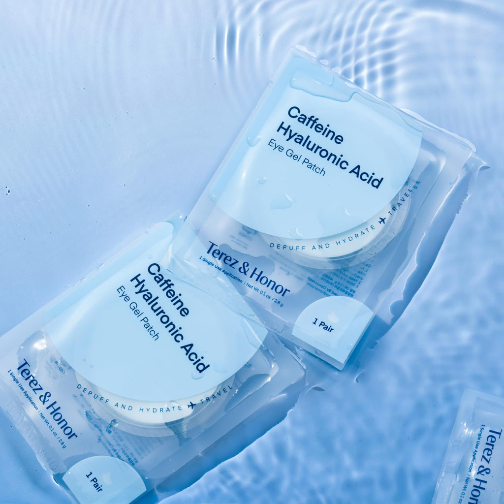 TEREZ & HONOR Caffeine Eye Patches – 6 Pairs Korean Hydrogel Undereye Masks for Brightening & Hydration