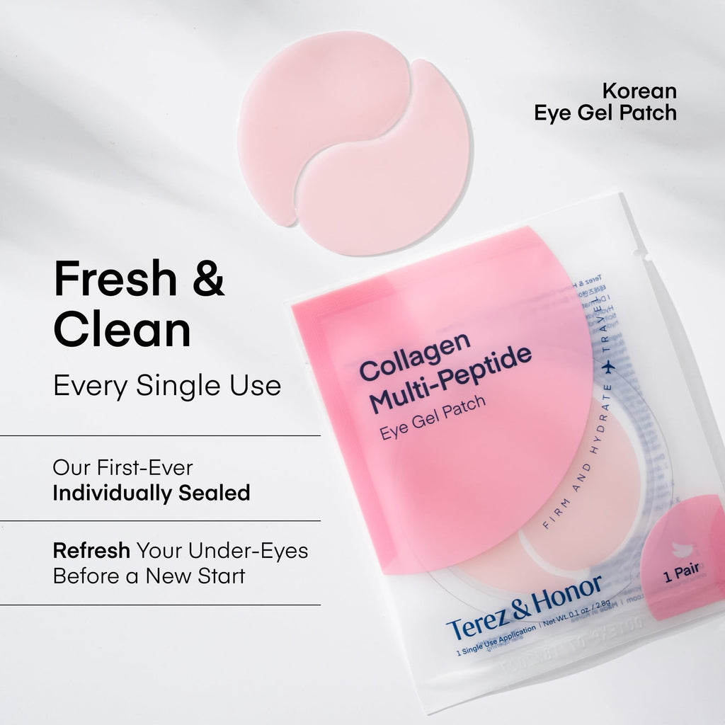 TEREZ & HONOR Peptide Collagen Hydrogel Eye Patches – 24 Pairs – Hydrating, Firming Under-Eye Pads
