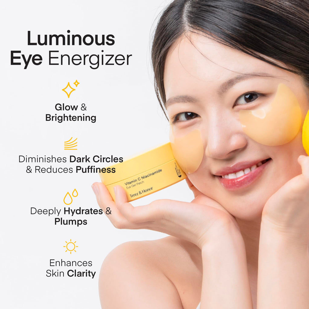 TEREZ & HONOR Vitamin C Eye Patches - 60 Pcs | Korean Brightening & Hydrating Under Eye Masks