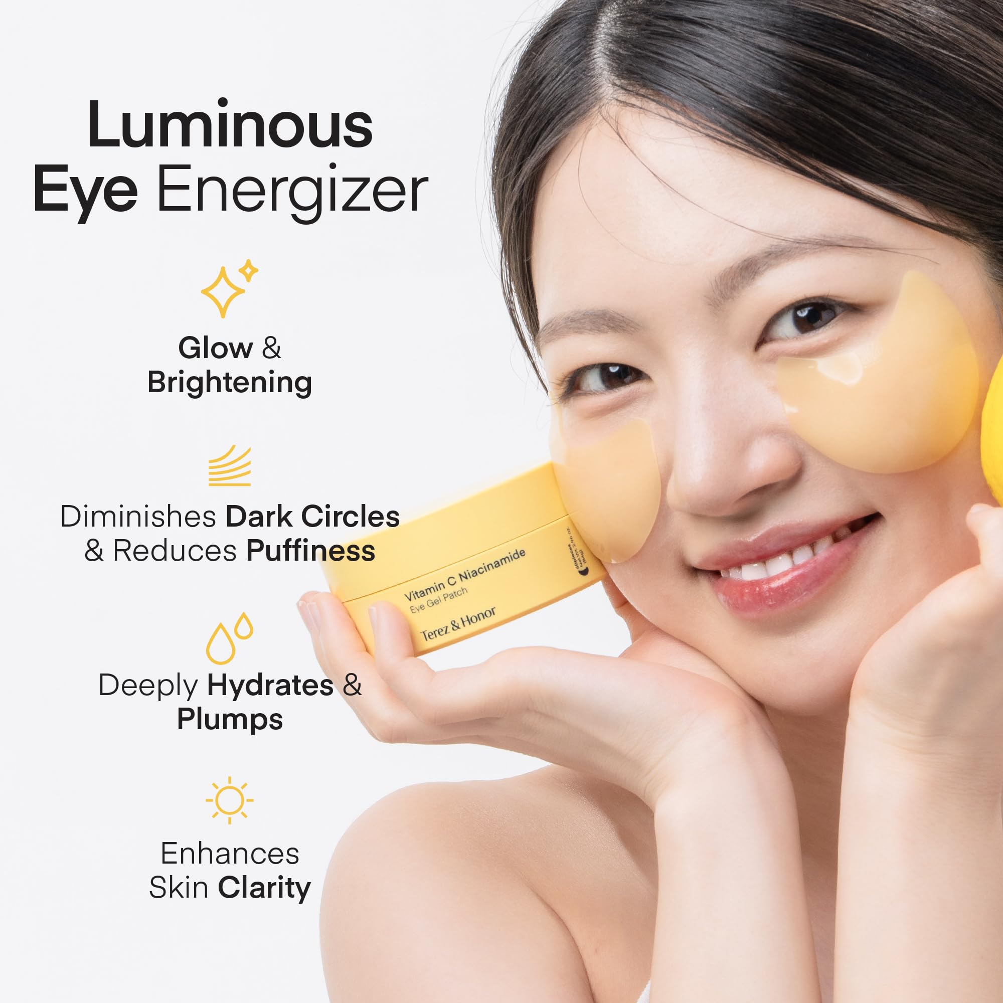 TEREZ & HONOR Vitamin C Eye Patches - 60 Pcs | Korean Brightening & Hydrating Under Eye Masks