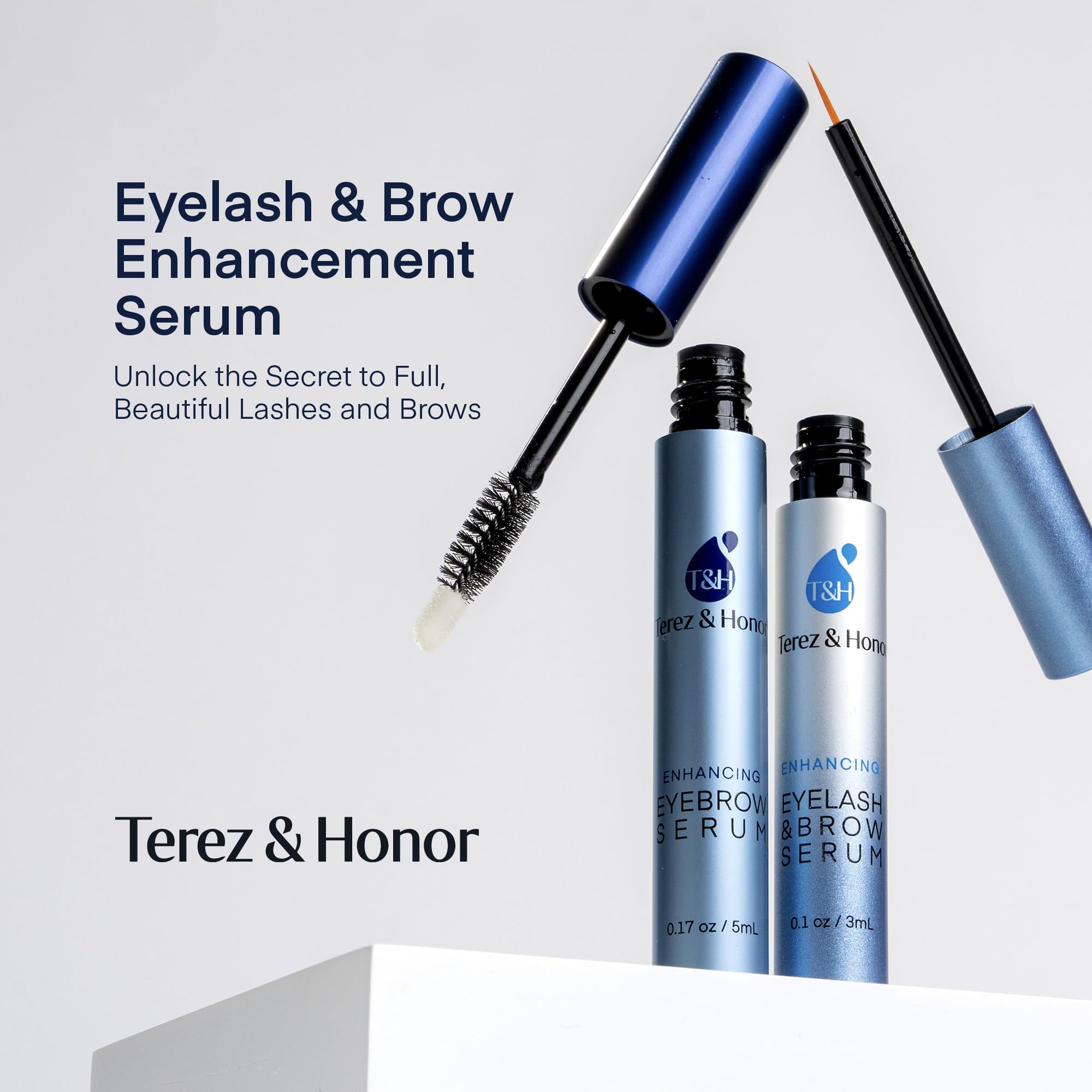 Terez & Honor Natural Eyelash & Eyebrow Serum Set – Fuller Lashes & Brows (3 mL + 5 mL)