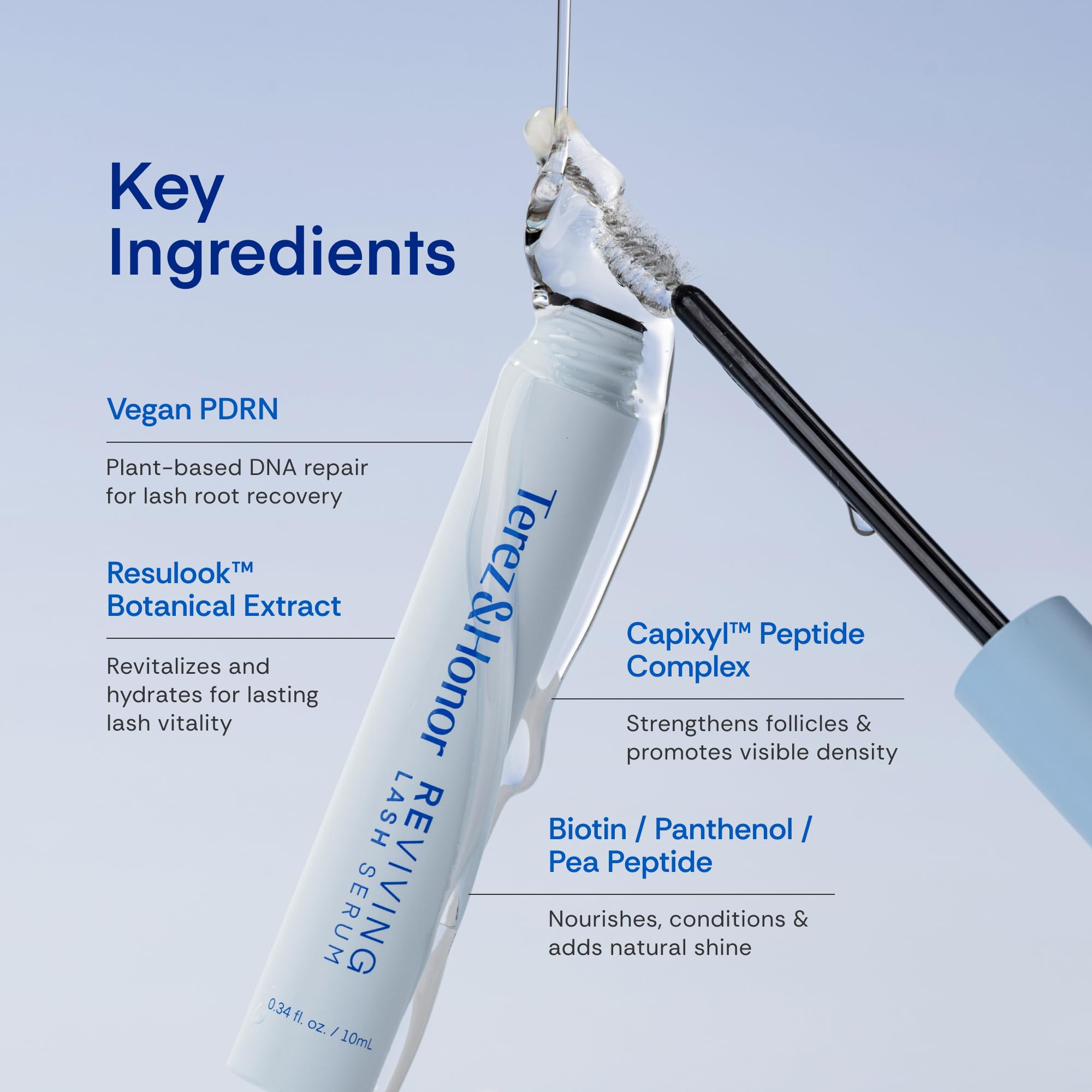 TEREZ & HONOR Reviving Lash Serum – Korean Vegan PDRN, Peptide & Biotin Lash Conditioner