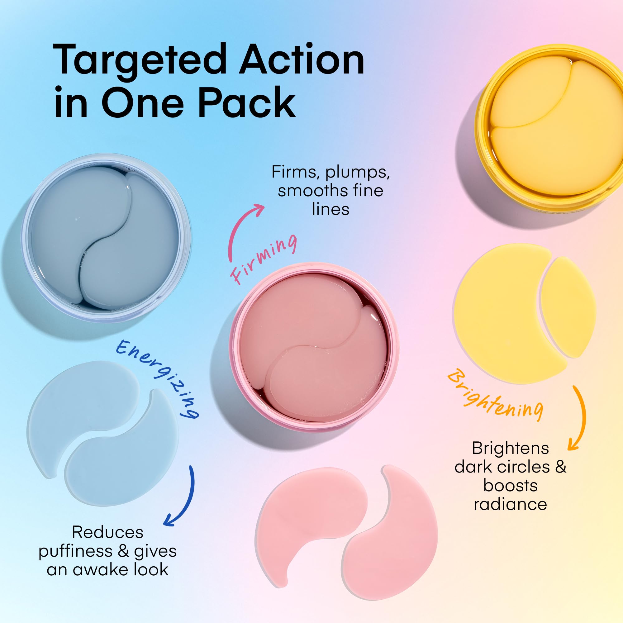 TEREZ & HONOR Eye Patches Gift Set – 3-Pack (x60) Korean Hydrogel Masks with Caffeine, Collagen & Vitamin C
