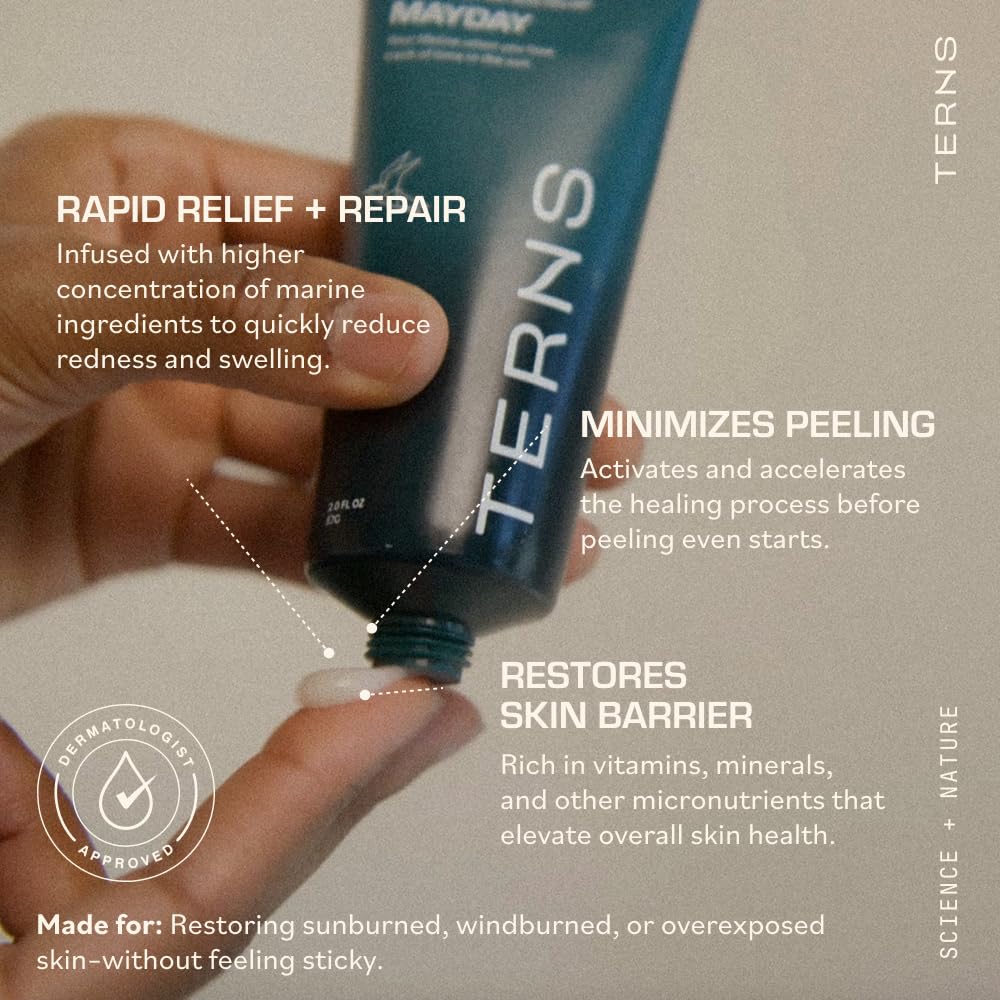 TERNS Mayday Intense After Sun Gel Cream – Fast-Acting, Fragrance-Free Sunburn Recovery (2 oz) with Marine Actives