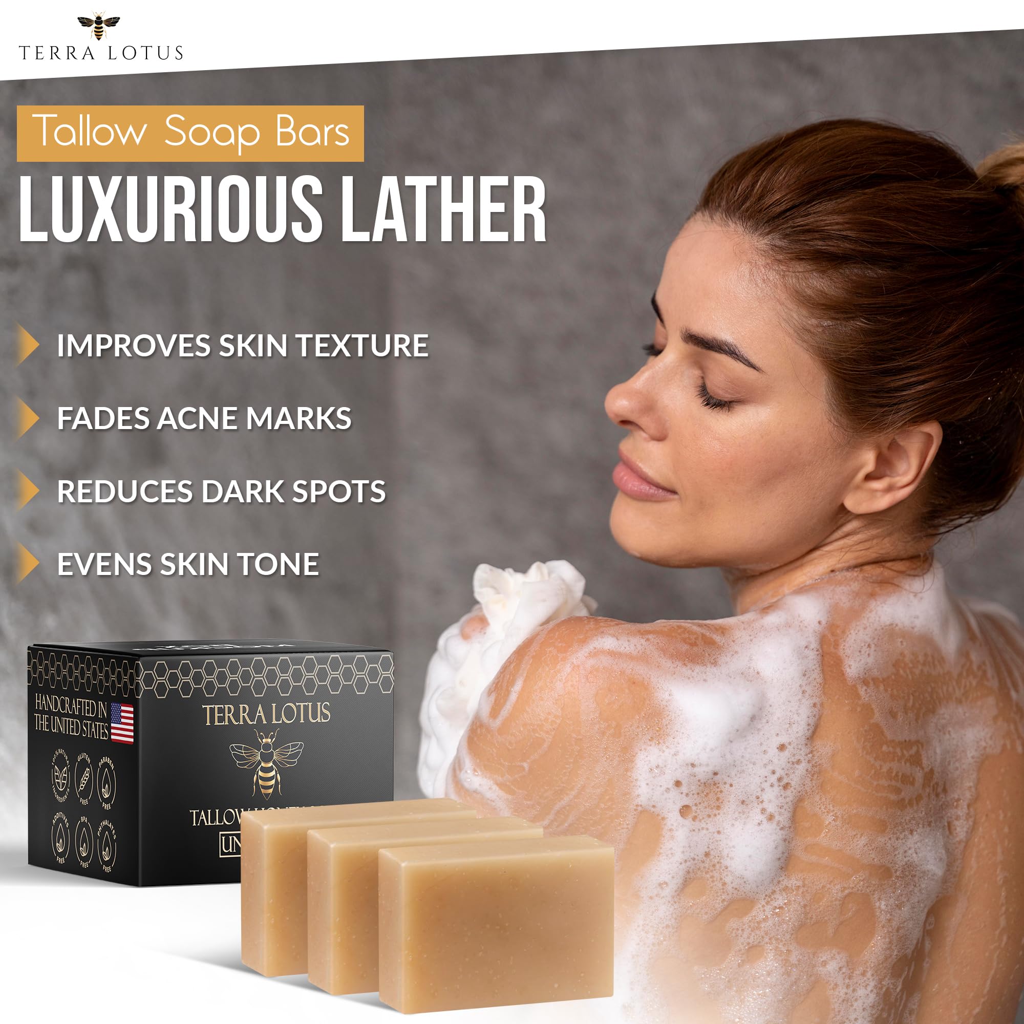 Terra Lotus Organic Tallow Soap with Honey & Castor Oil – 3 Pack Citrus