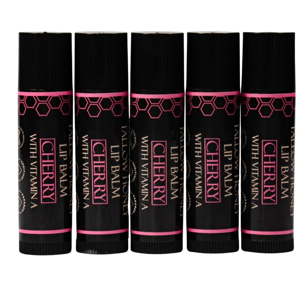 Terra Lotus Organic Tallow Lip Balm (5 Pack) – Cherry | Hydration with Olive Oil & Beeswax
