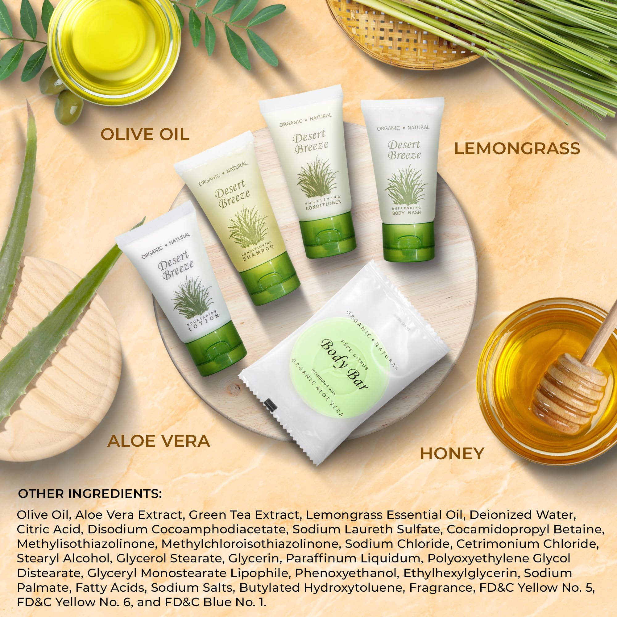 Terra Pure Desert Breeze Travel Size Hotel Toiletry Set – 75 Count, 1 oz Bottles, Paraben Free