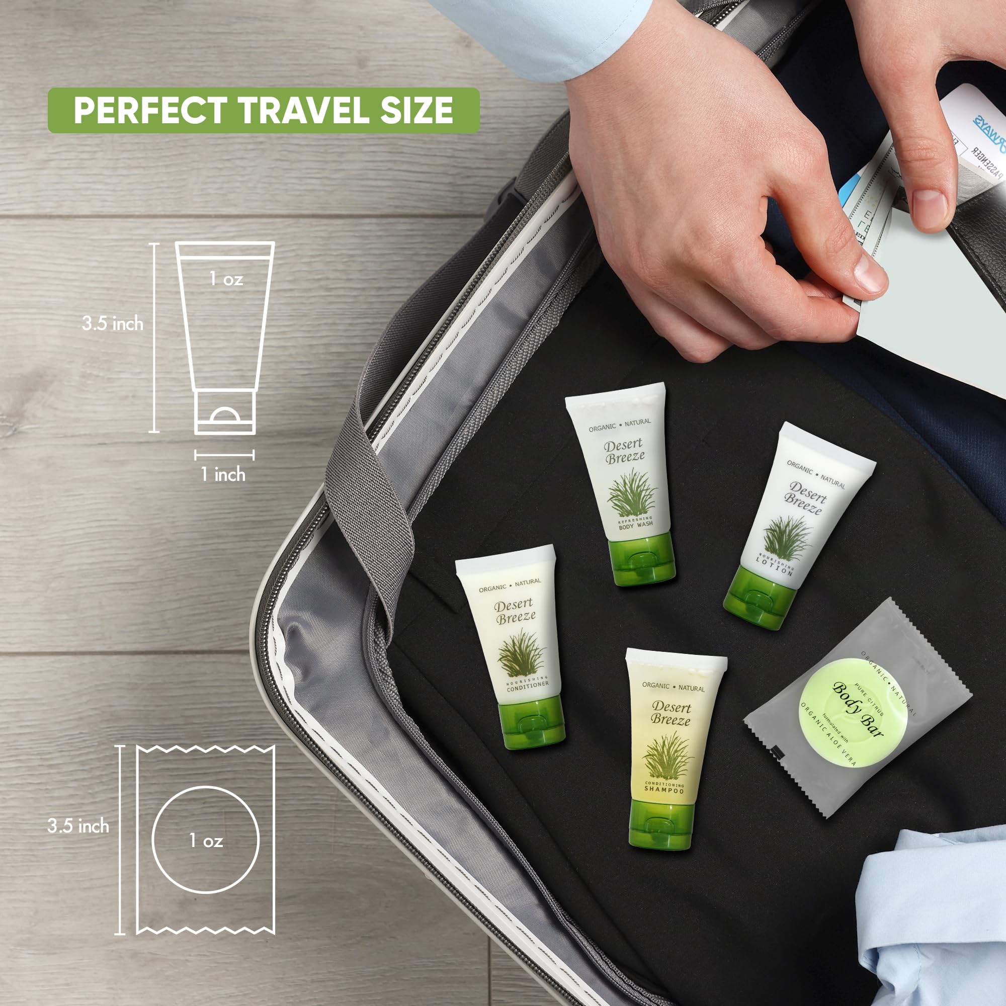 Terra Pure Desert Breeze Travel Size Hotel Toiletry Set – 75 Count, 1 oz Bottles, Paraben Free
