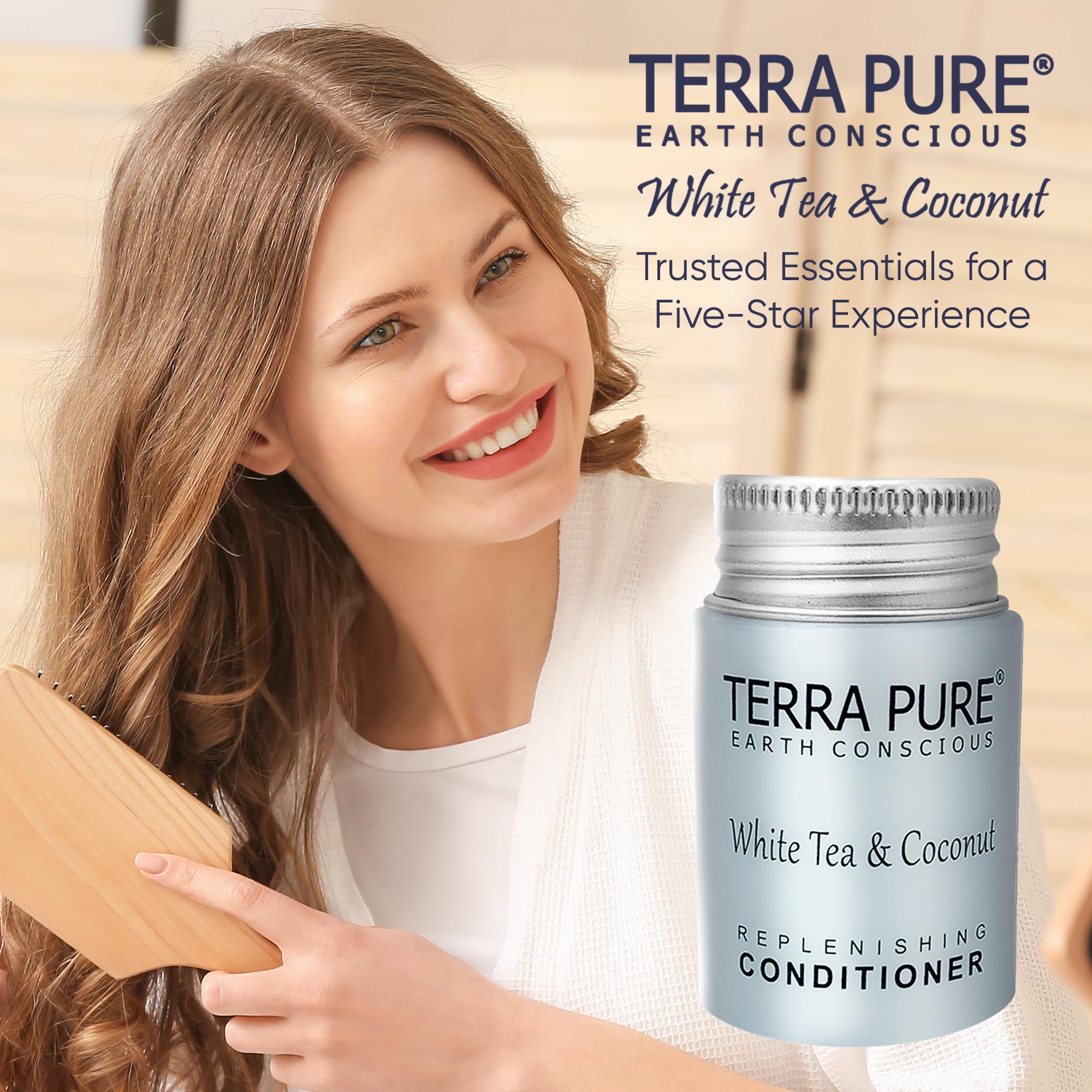 Terra Pure Travel Size Hotel Conditioner – 100 x 1oz Bottles, White Tea & Coconut