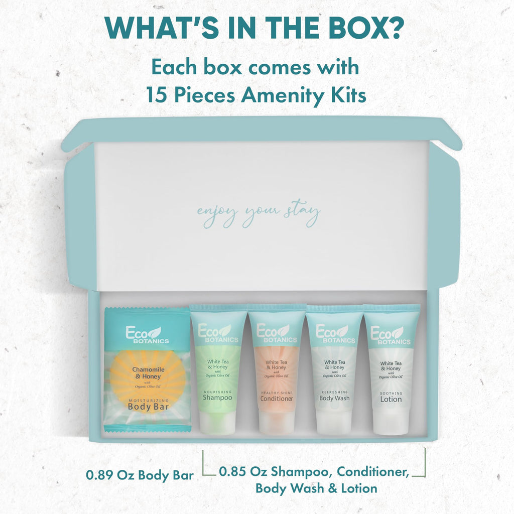 Terra Pure Eco Botanics Amenity Kit – Hotel Bulk Toiletries, 15 Sets x 0.85 oz