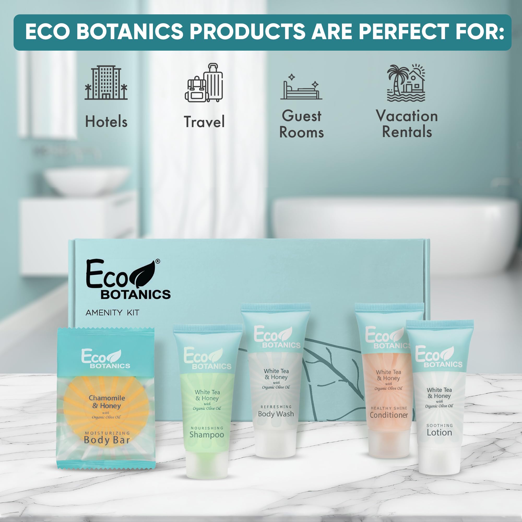 Terra Pure Eco Botanics Amenity Kit – Hotel Bulk Toiletries, 15 Sets x 0.85 oz