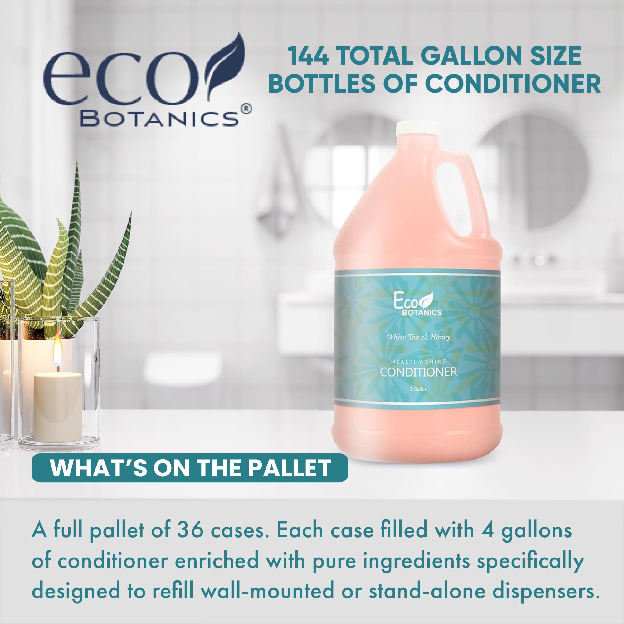 Terra Pure Eco Botanics Natural Conditioner with Raw Honey & White Tea – 1-Gallon Refill for Airbnb & Home