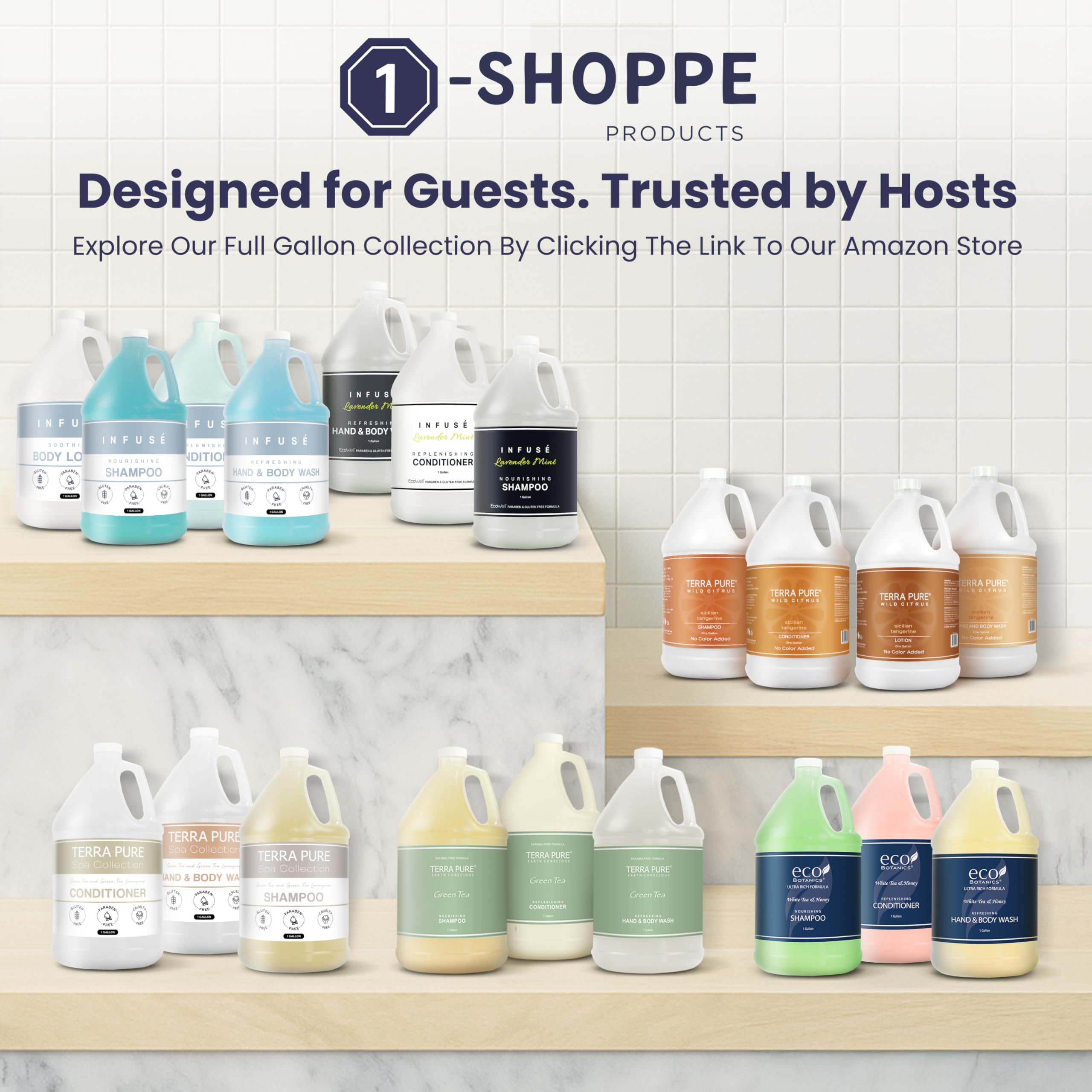 Terra Pure 1-Gallon Shampoo | Luxury Hotel Toiletry Bulk (128 oz) | Refill Dispensers