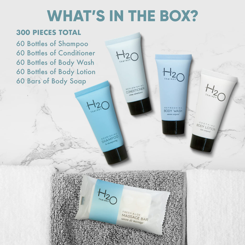 Terra Pure H2O Therapy Hotel Amenities Bulk Set – 300 Travel-Size Toiletries
